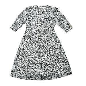 Vintage Oblady Tokyo Style Floral Dress Size Medium Black And White